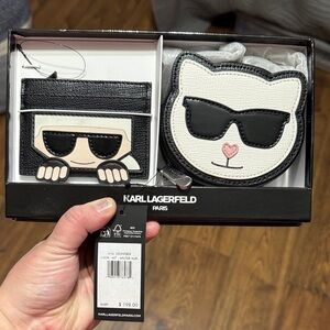 Karl Lagerfeld Black and White Cat and wallet Bag Set